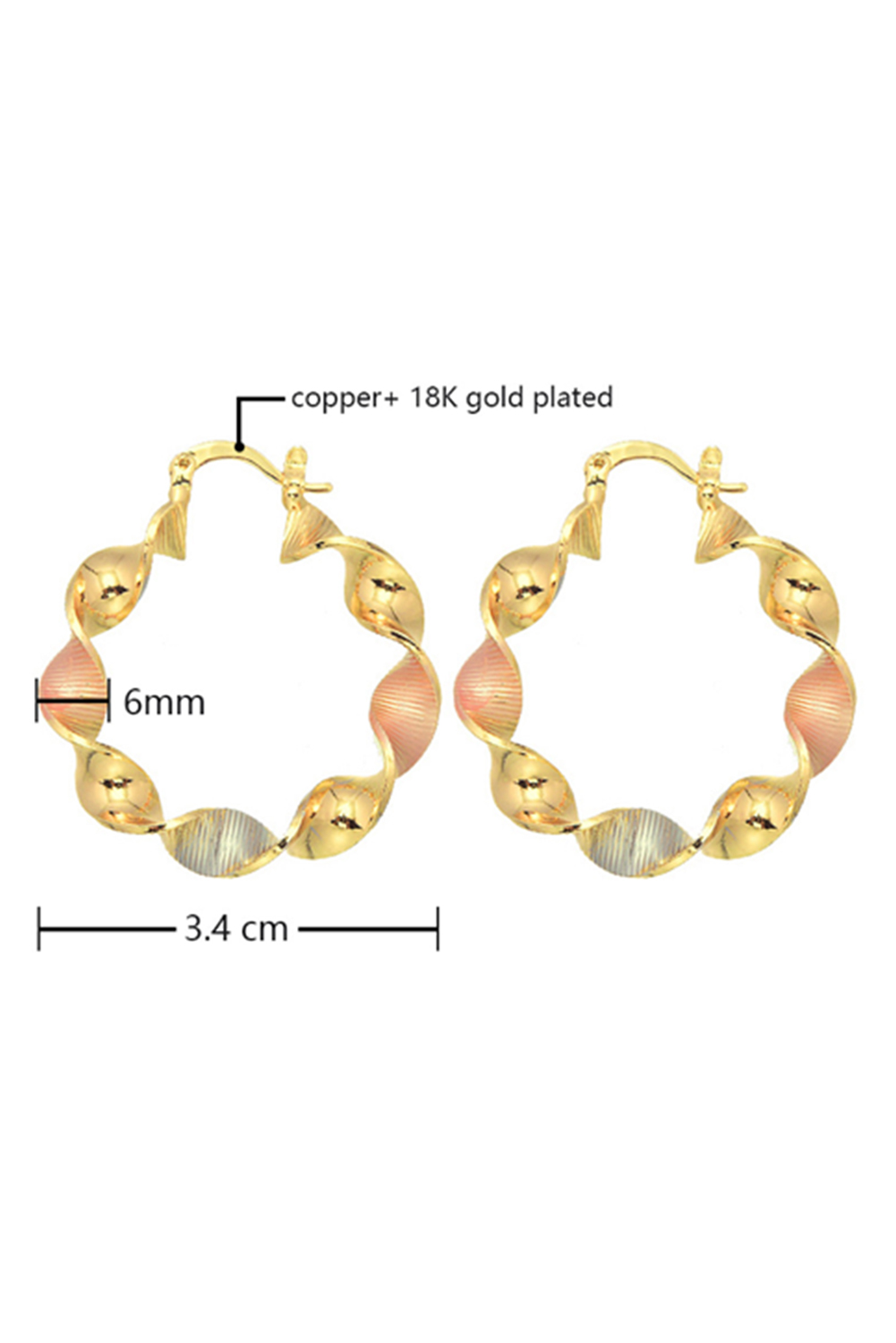 Gold Twisted Plated Alloy Hoop Earrings - loveforevers