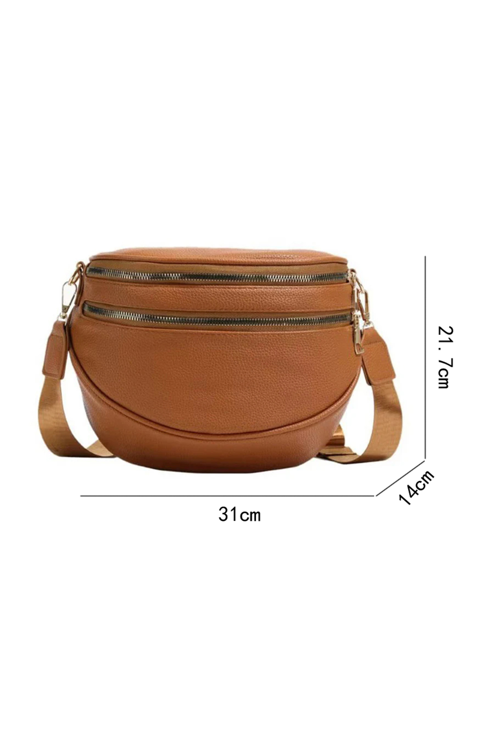 Cinnamon Double Zip Faux Leather Crossbody Bag - loveforevers