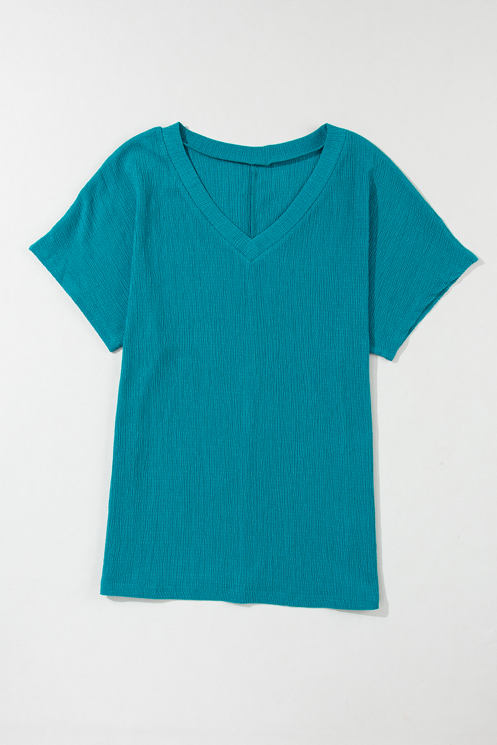 Bright Pink Crinkled V Neck Wide Sleeve T-shirt - loveforevers