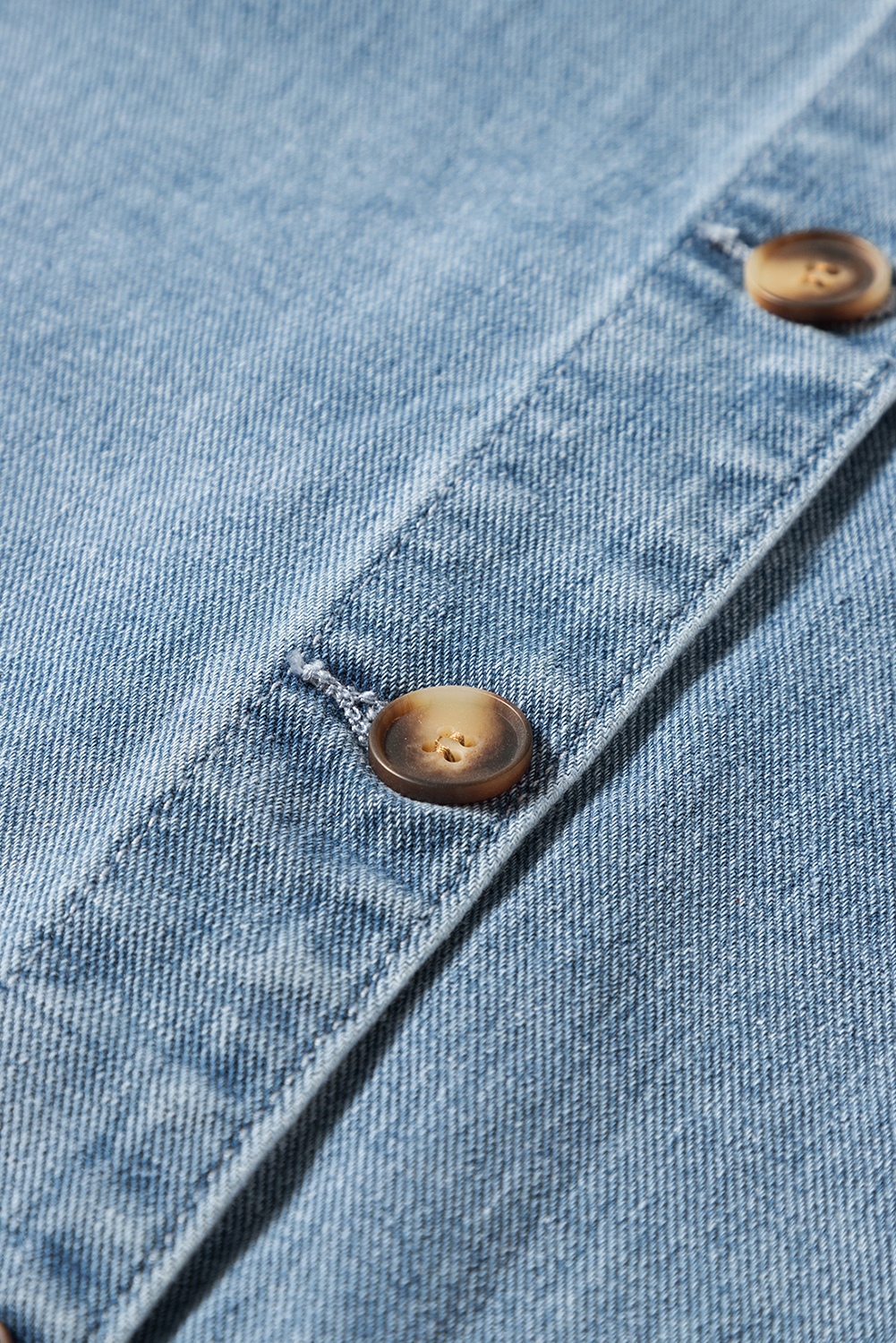 Dusk Blue Slit Buttons Pocketed Denim Jacket - loveforevers