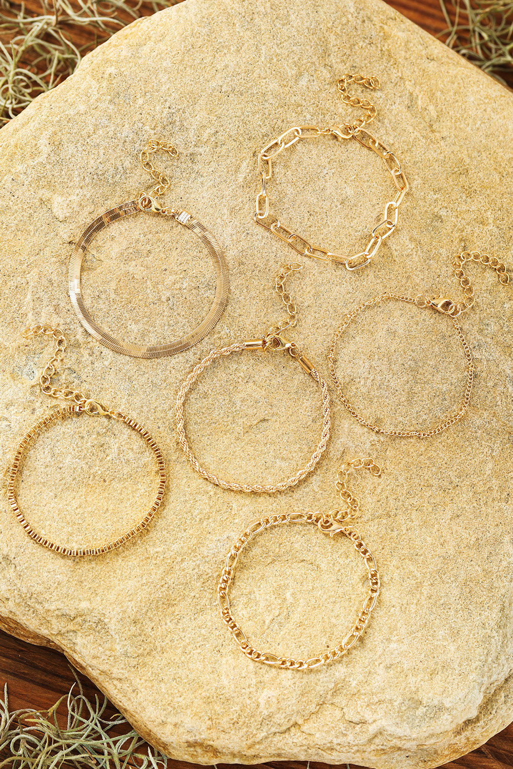 Gold Multi Layered Plated Adjustable Chain Bracelet Set - loveforevers