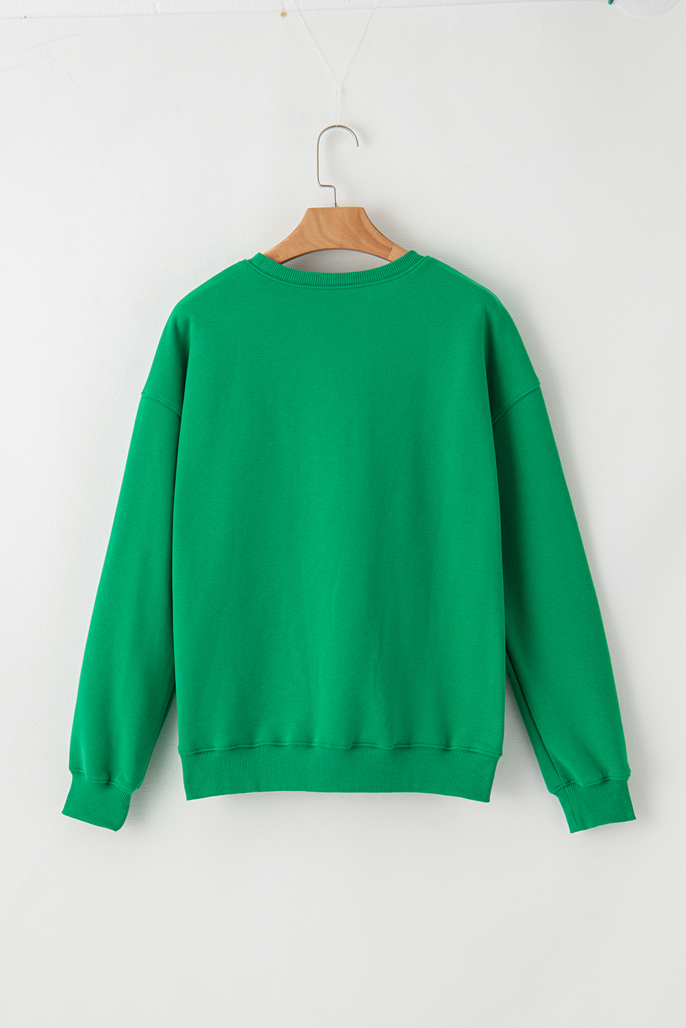 Green LUCKY Aphabet Chenille Embroidered Pullover Sweatshirt - loveforevers