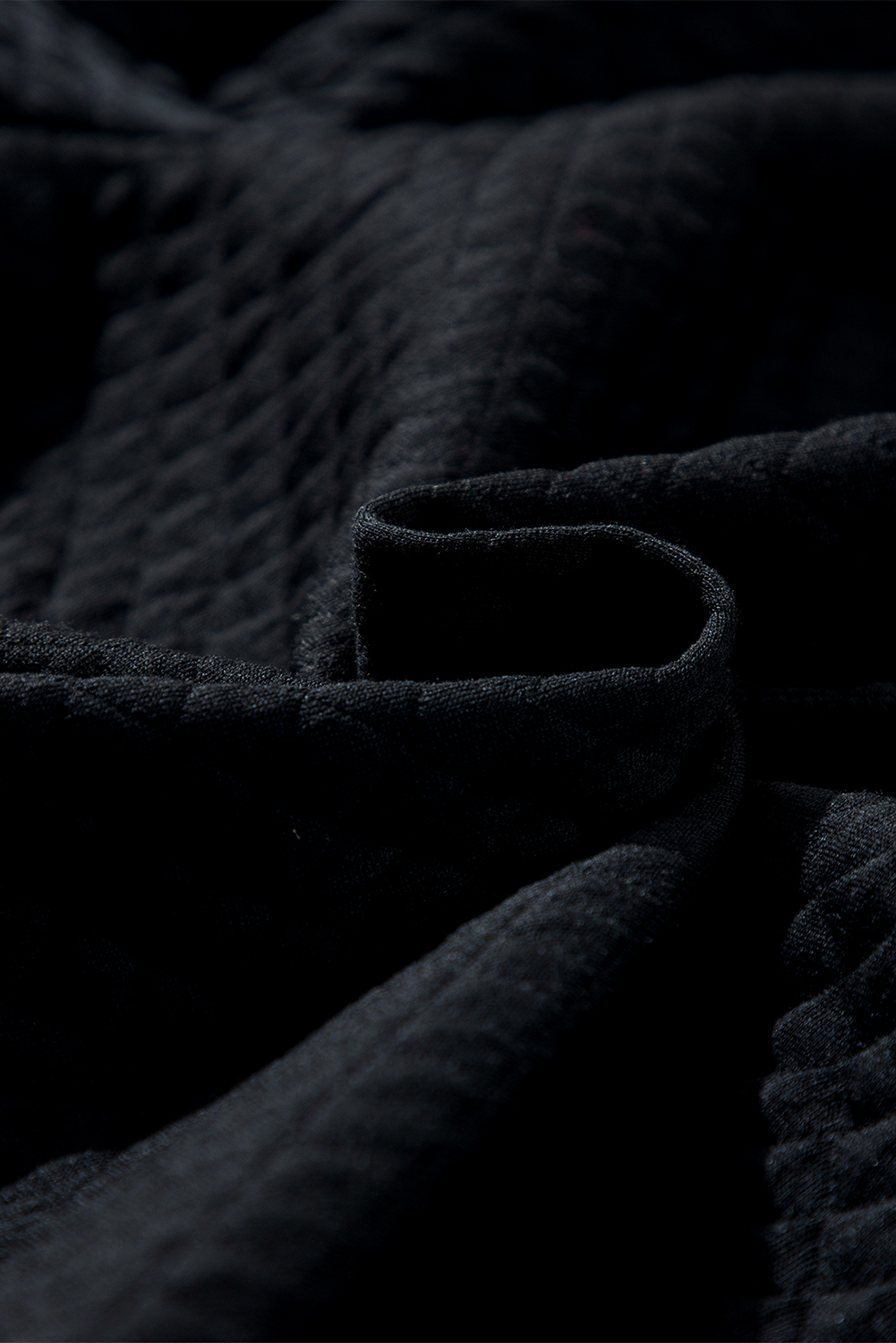 Black Solid Half Zipper Quilted Pullover Sweatshirt - loveforevers