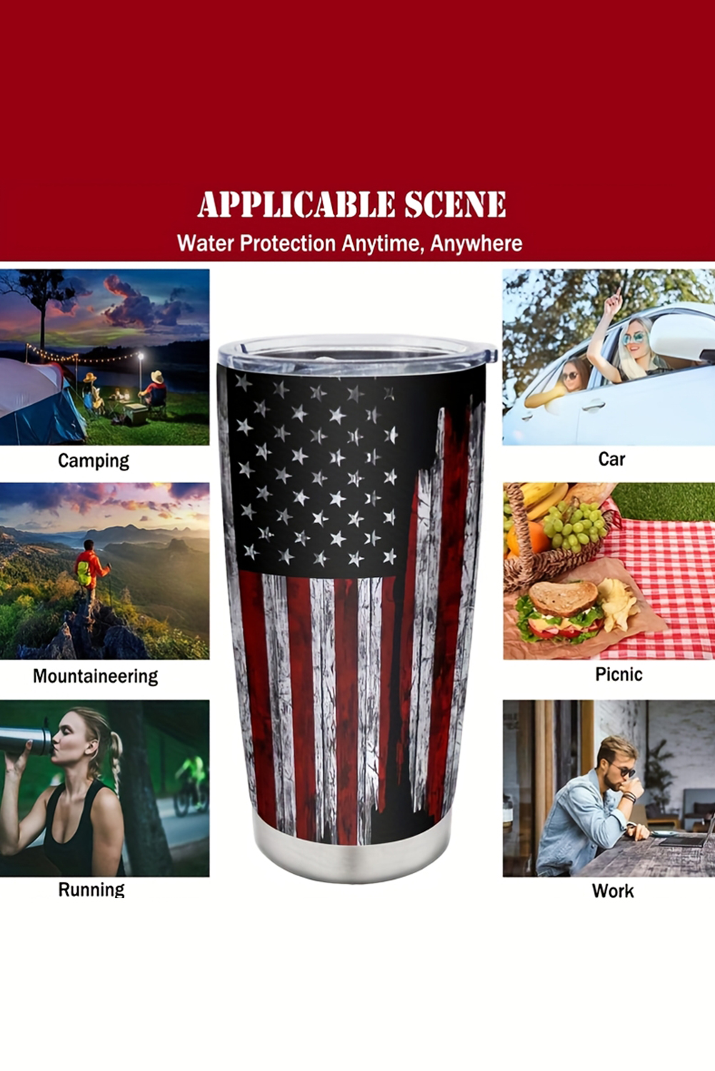 Dirty blue American Flag Stainless Steel Insulated Tumbler 20oz - loveforevers