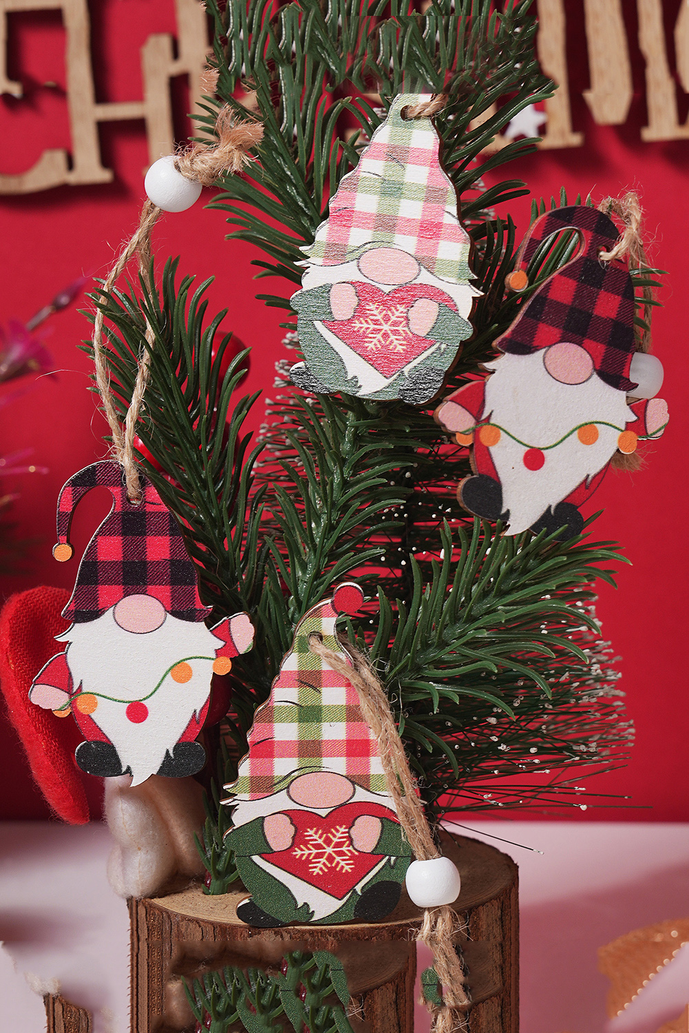 Plaid Christmas Pendant Quad 12PC Set - loveforevers