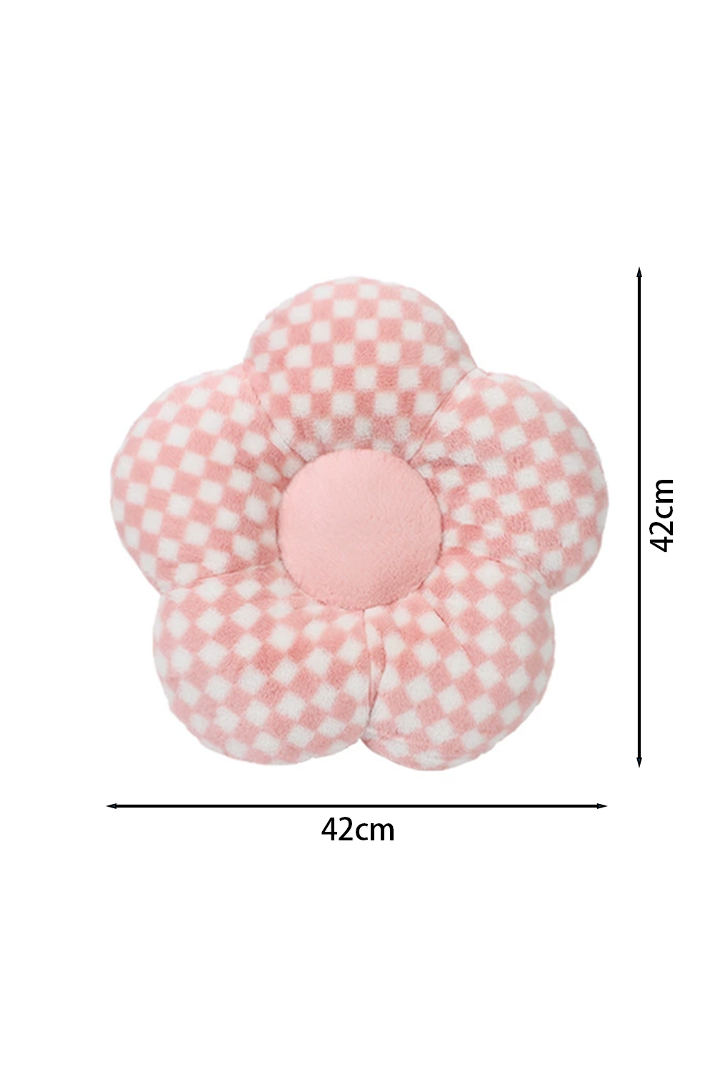 Pink Checkered Flower Shape Soft Sofa Cushion - loveforevers