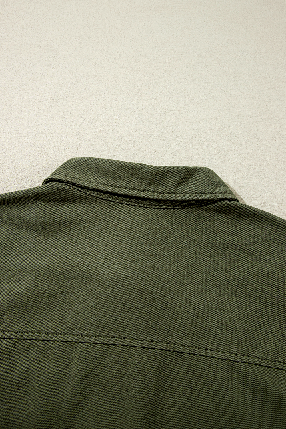 Moss Green Snap Button Zipper Tight Waist Collared Jacket - loveforevers