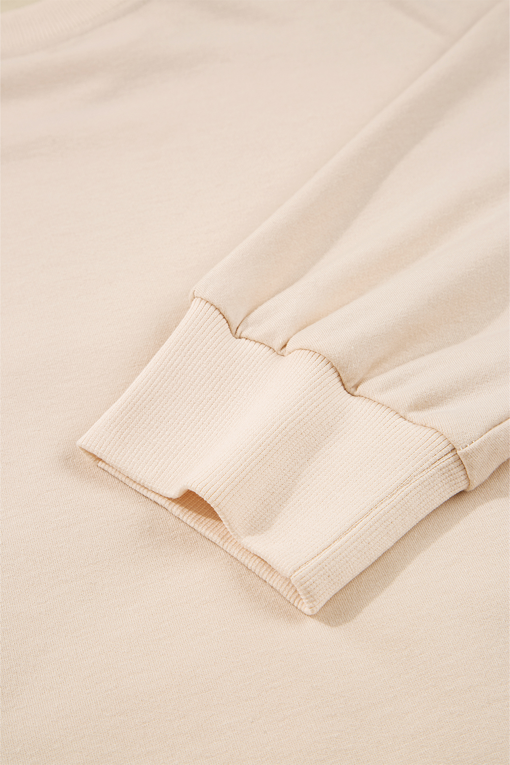 Beige Raw Edge Flower Patch Drop Shoulder Casual Top - loveforevers