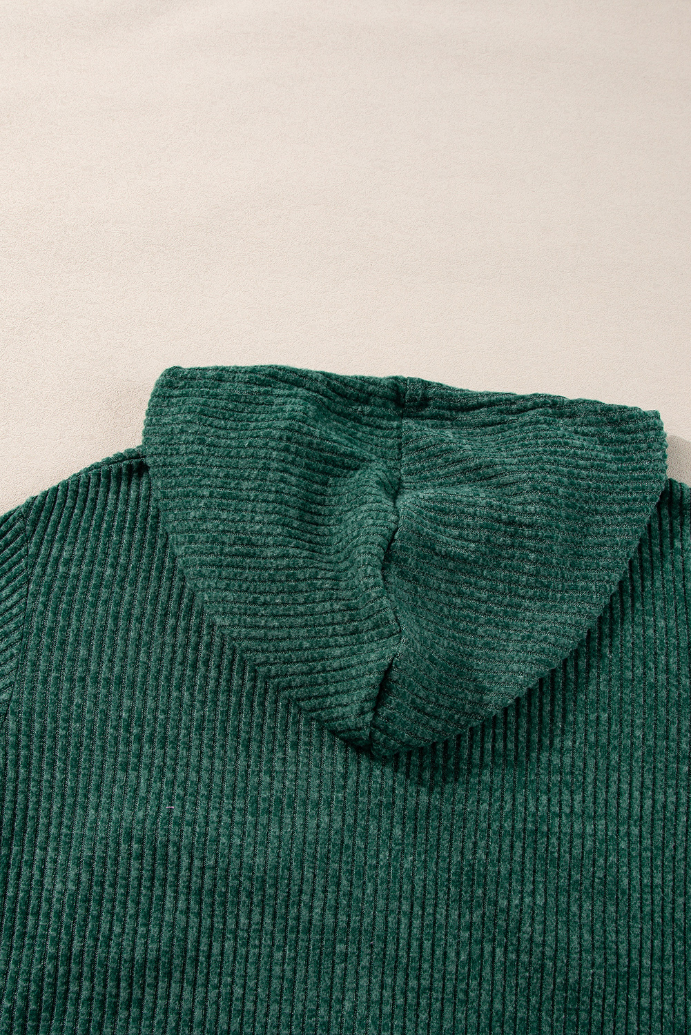 Dark Grey Ribbed Zip Up Front Drawstring Hoodie - loveforevers