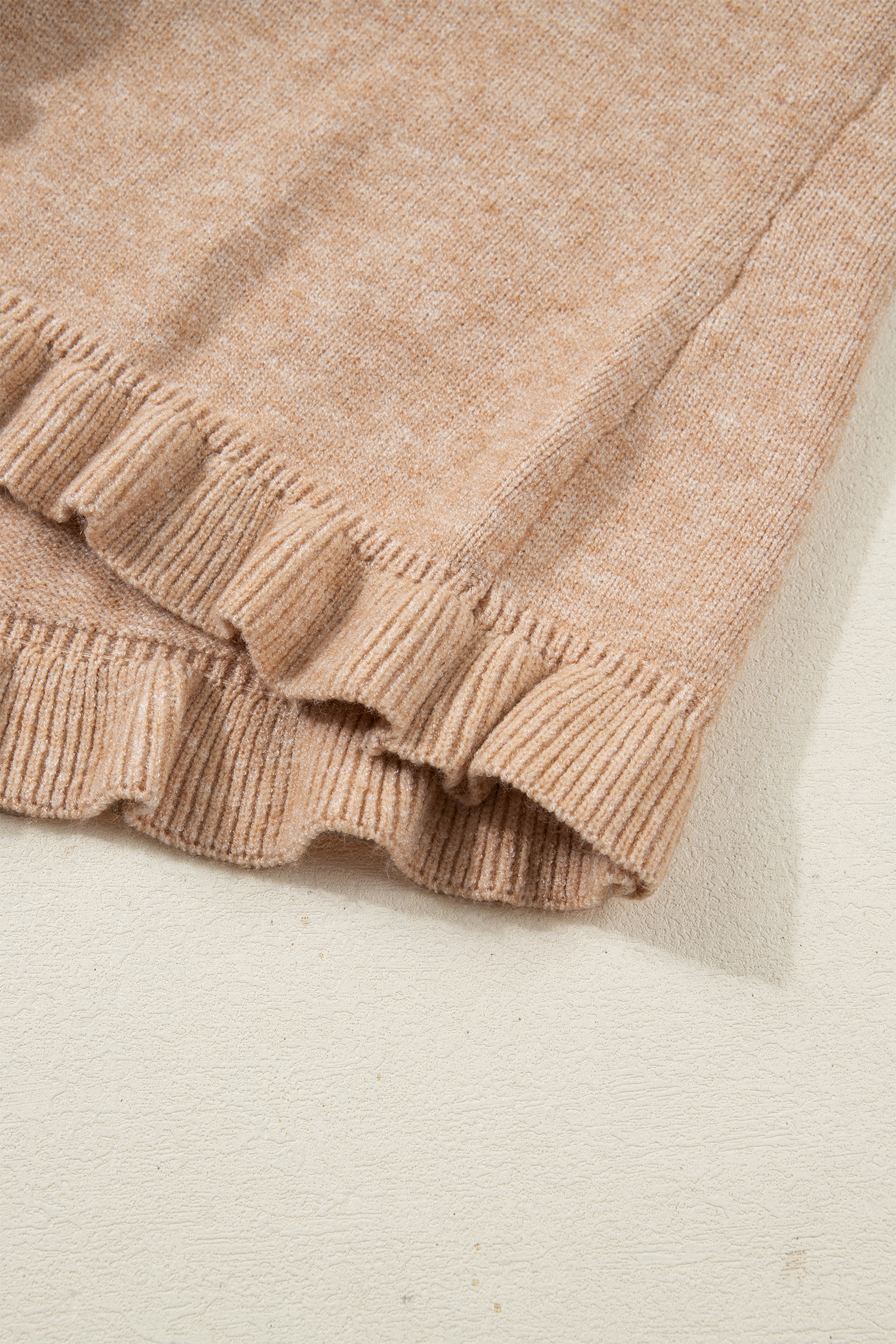 Oatmeal Ruffle Trim Gold Button Sweater Cardigan - loveforevers