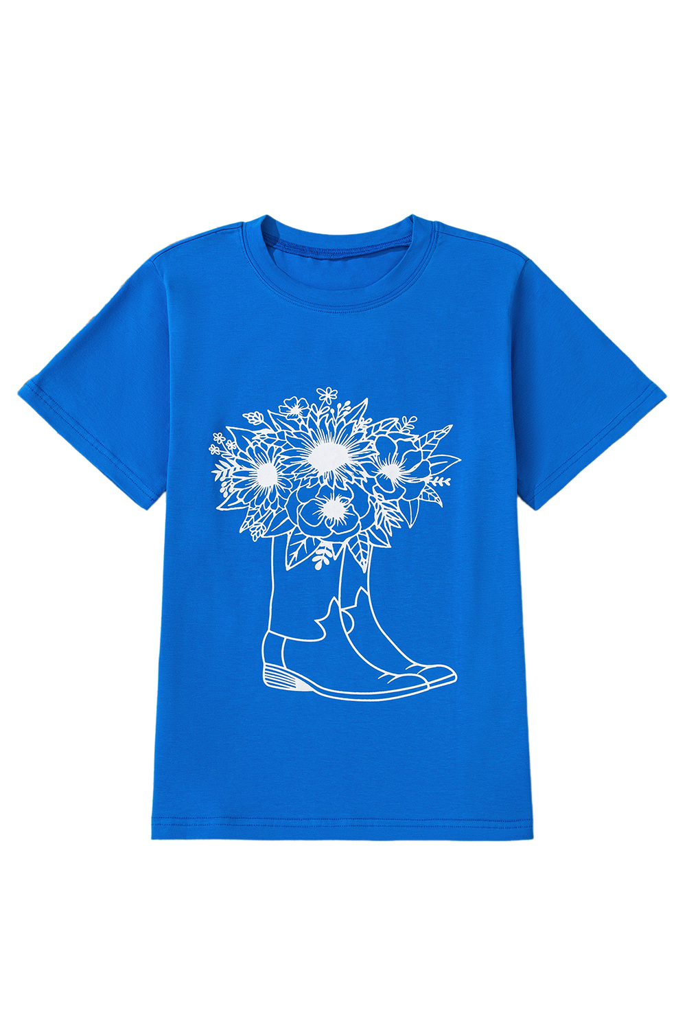 Blue Sunflower Boots Graphic Western Fashion T Shirt - loveforevers