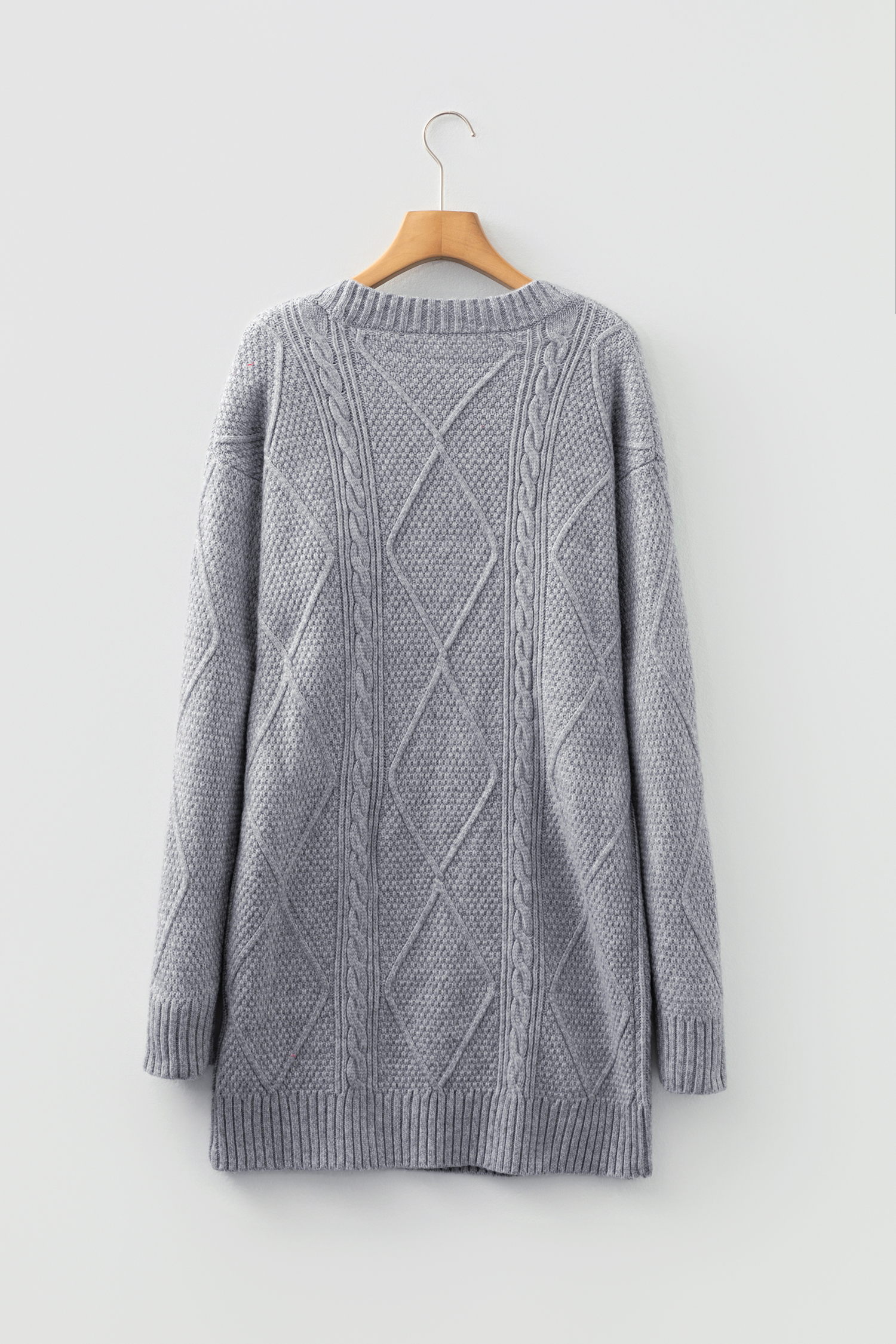 Parchment Cable Knit Drop Shoulder Loose Fit Sweater Dress - loveforevers