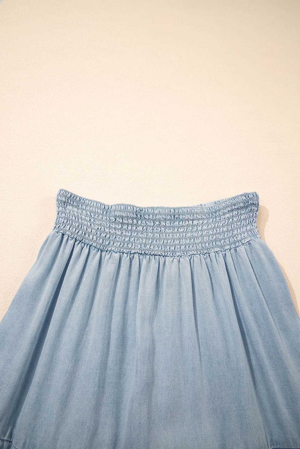 Beau Blue Tiered Smocked High Waist Denim Maxi Skirt - loveforevers