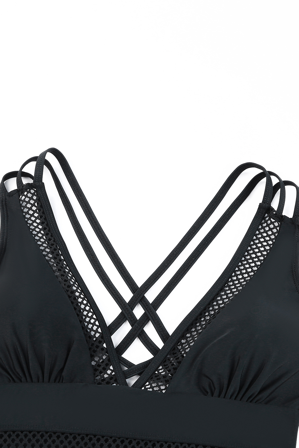 Dearlovers Black Solid Mesh One Piece Swimsuit - loveforevers