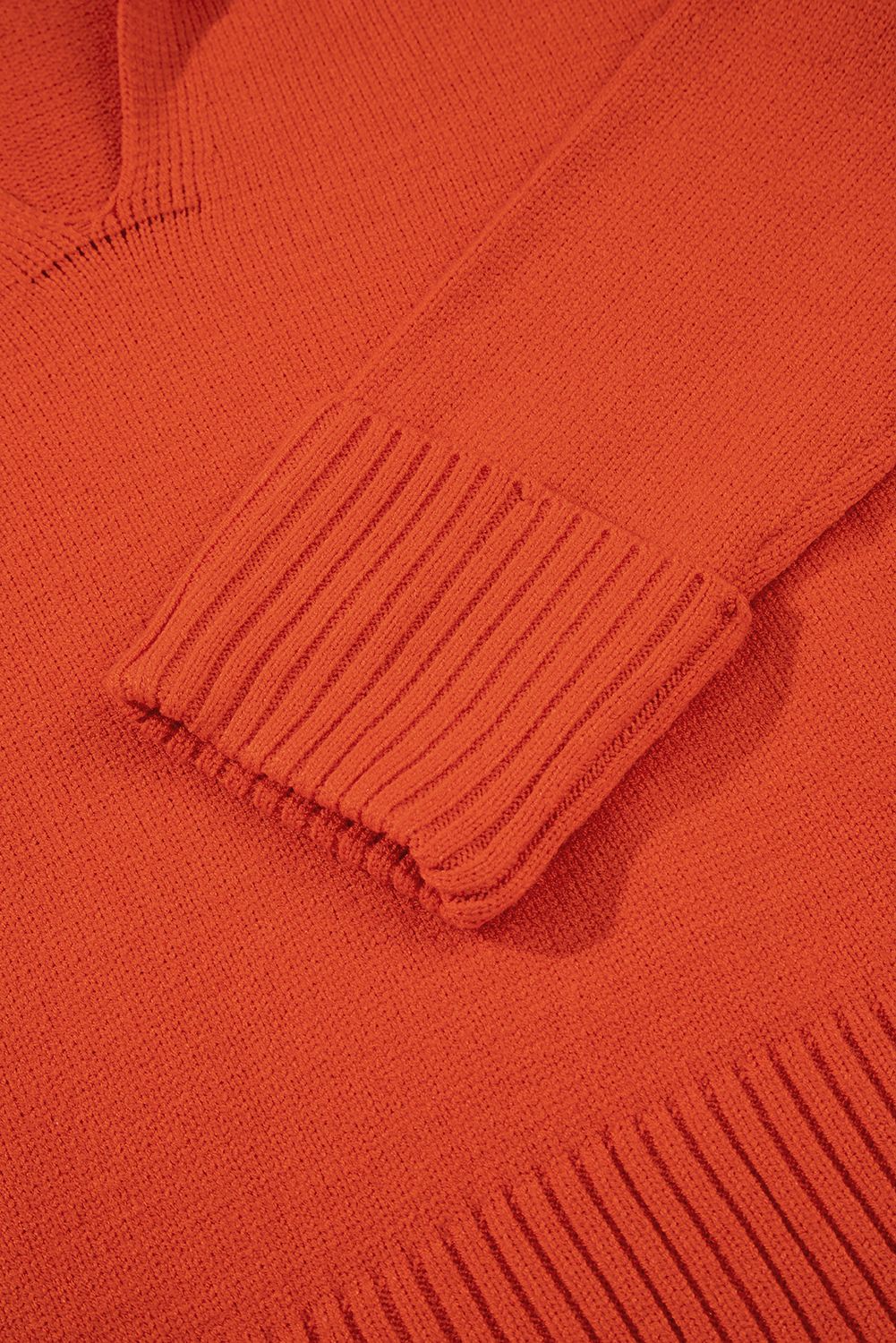 Racing Red Collared V Neck Ribbed Edge Sexy Elegant Sweater - loveforevers