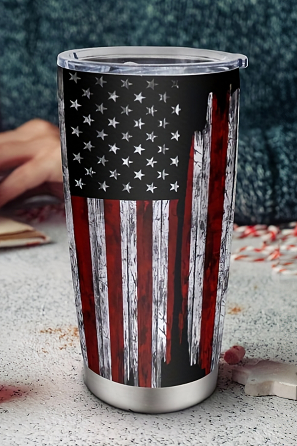 Dirty blue American Flag Stainless Steel Insulated Tumbler 20oz - loveforevers