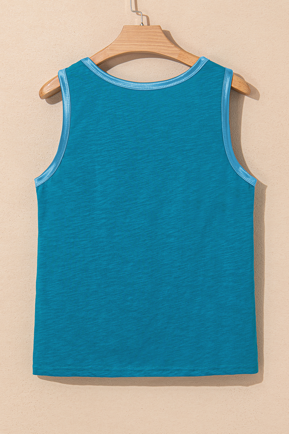 Tan Metallic Sheen Edge Scoop Neck Tank Top - loveforevers