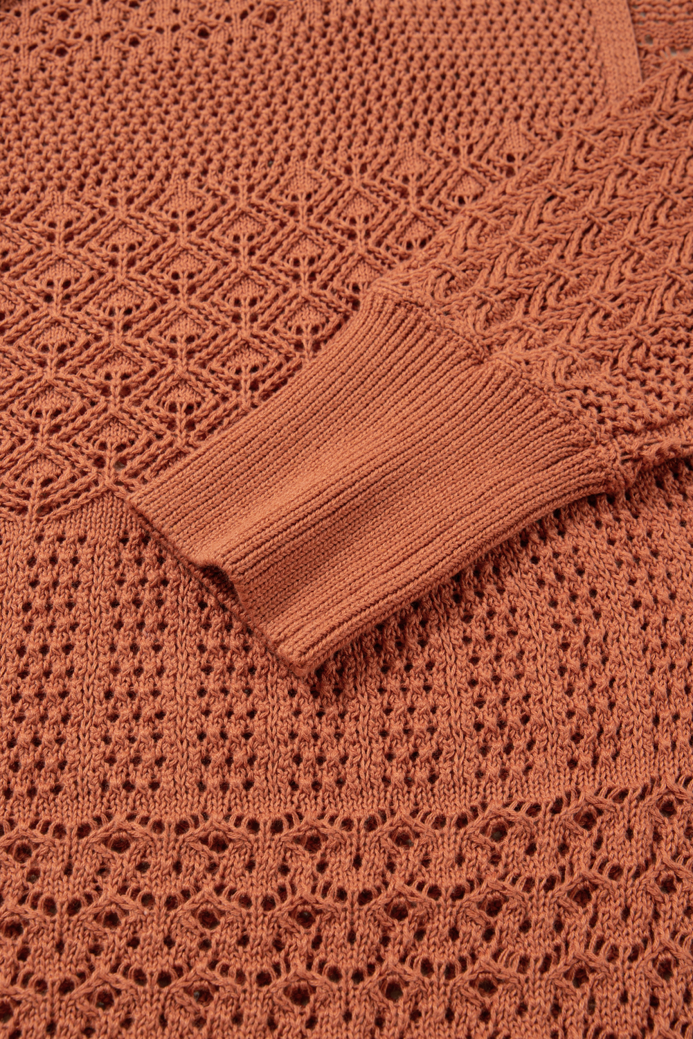 Redwood Burl Mixed Pattern Knitted Open Front Plus Cardigan - loveforevers