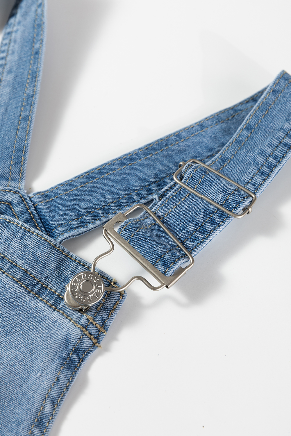 Dusk Blue Adjustable Buckle Barrel Denim Overalls - loveforevers