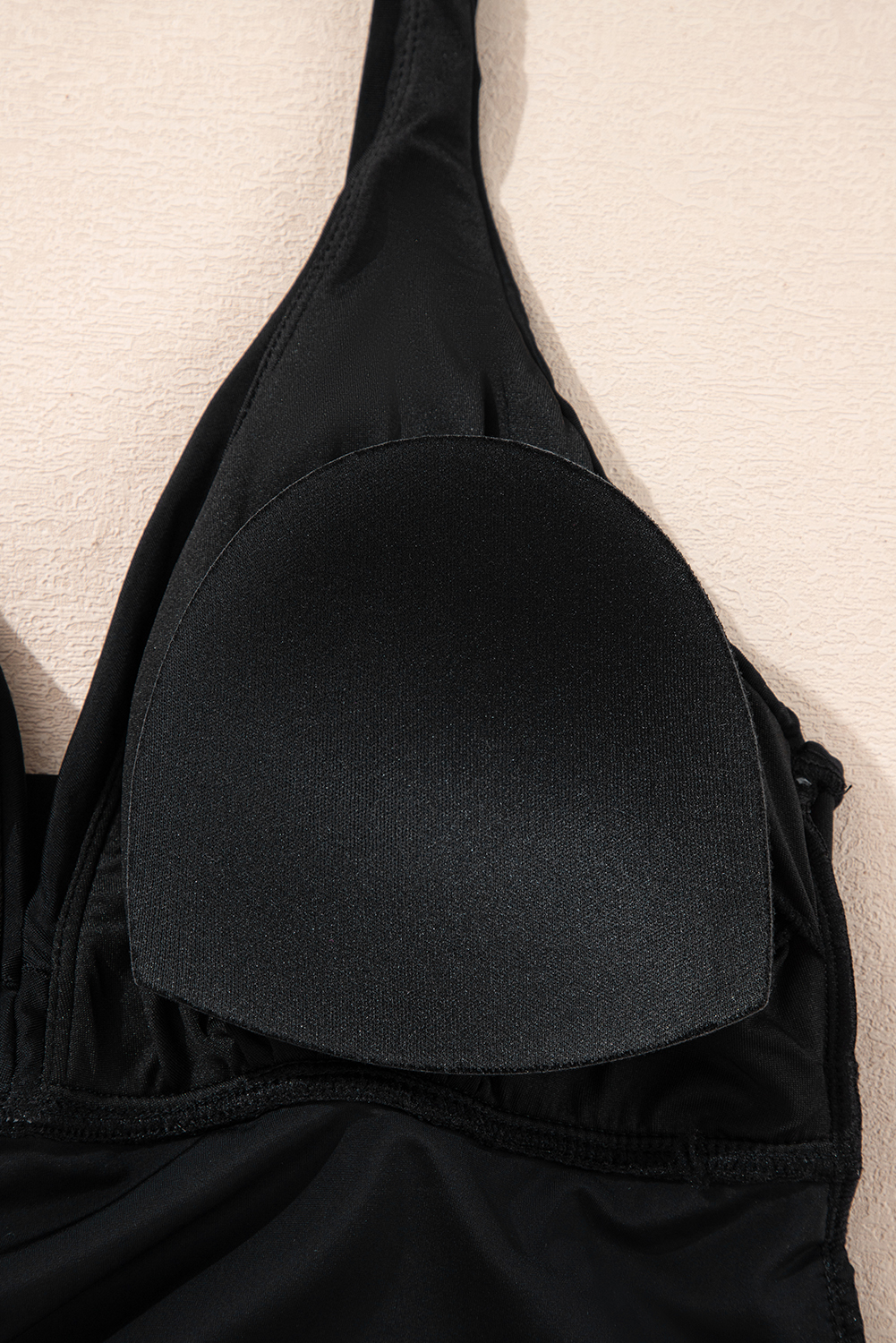 Black Crossed V Neck Adjustable Strap Babydoll Tankini Top - loveforevers