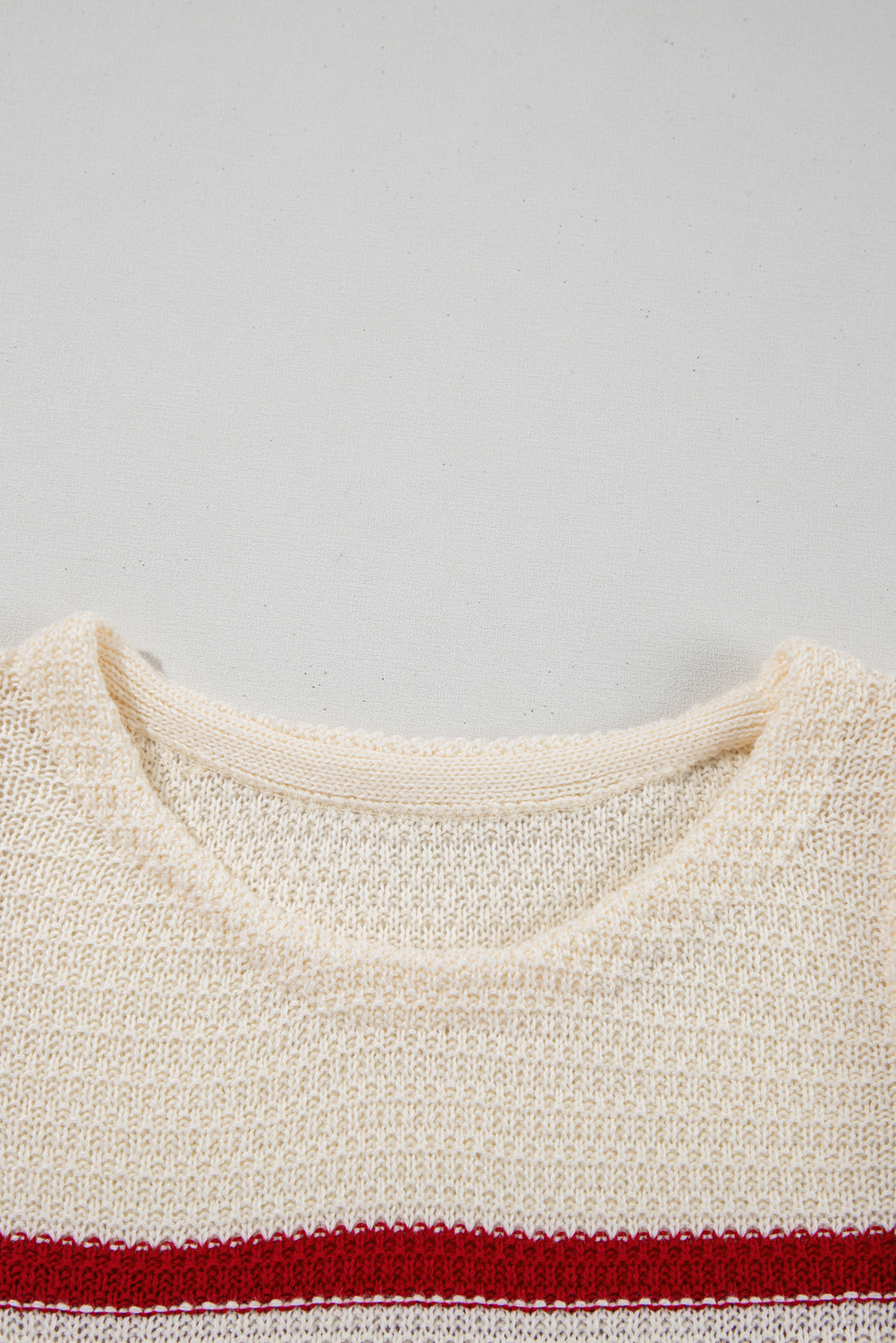 Red Stripe Textured Knit Ribbed Hem Sweater Tank Top - loveforevers