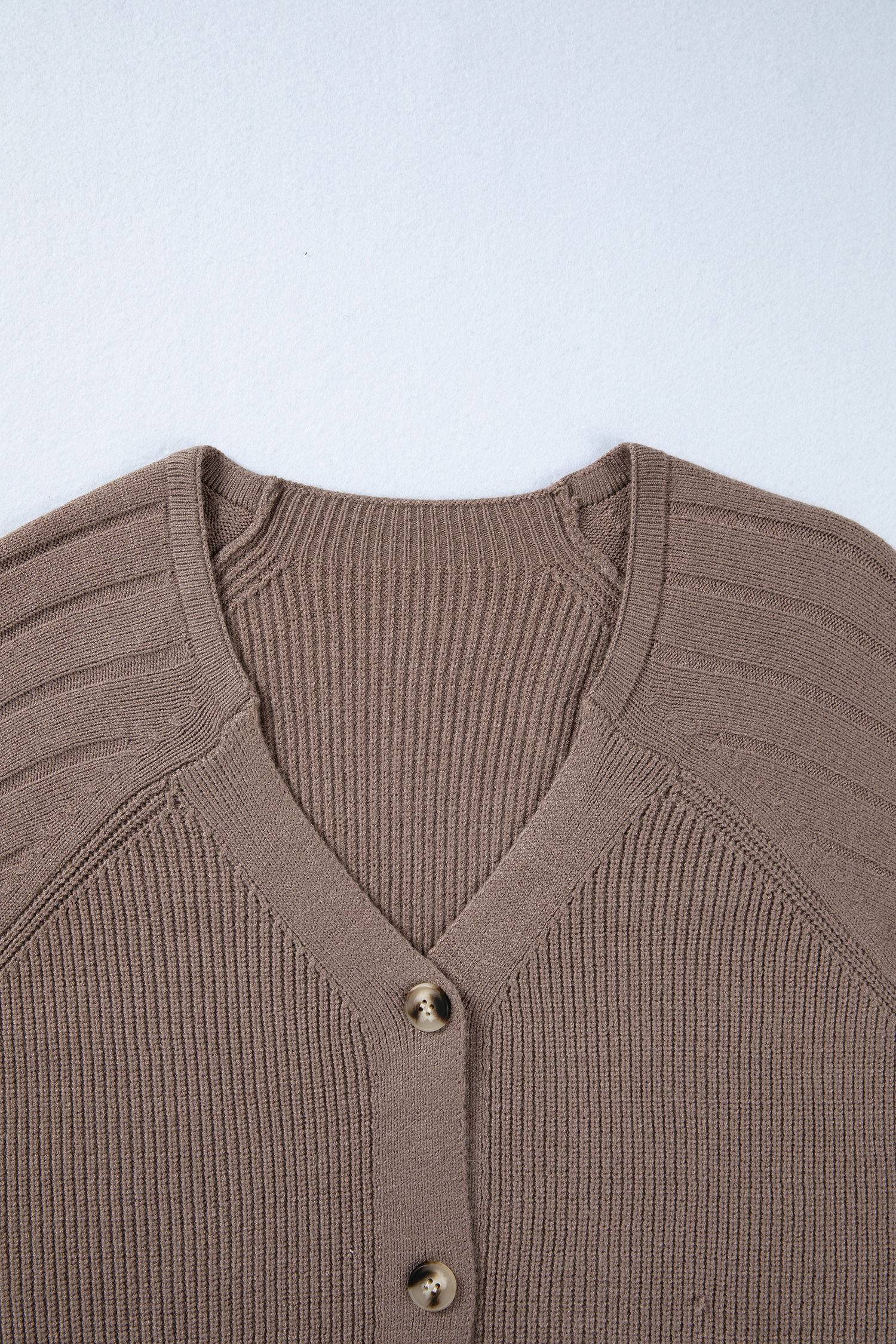 Light Pink Mixed Texture Knit Button V Neck Sweater Cardigan - loveforevers