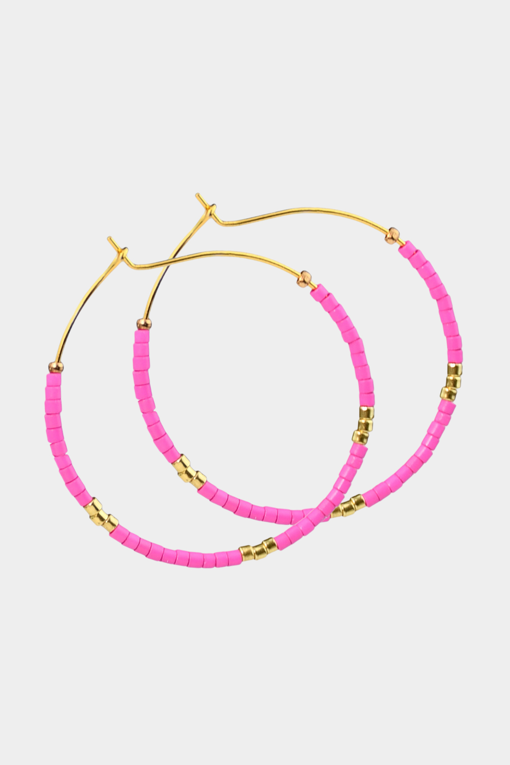 Rose Red 1 Pairs of Rice Beads Gold Plated Alloy Hoop Earrings - loveforevers