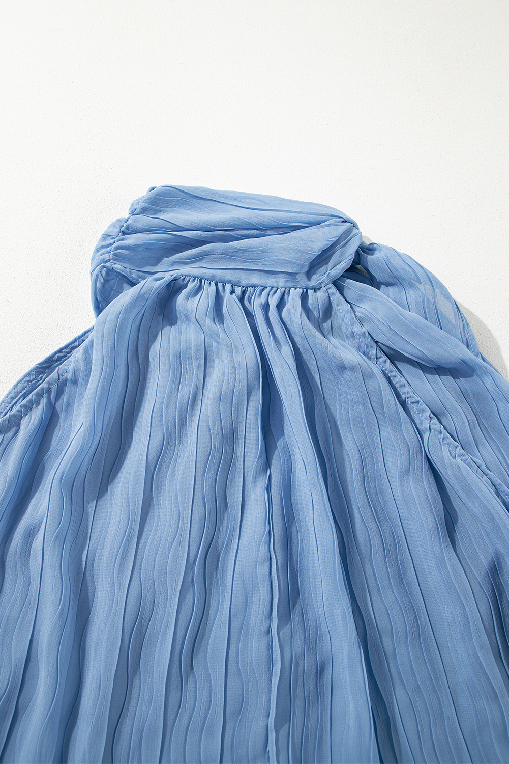 Myosotis Textured Pleated Tied Mock Neck  Flowy Tank Top - loveforevers