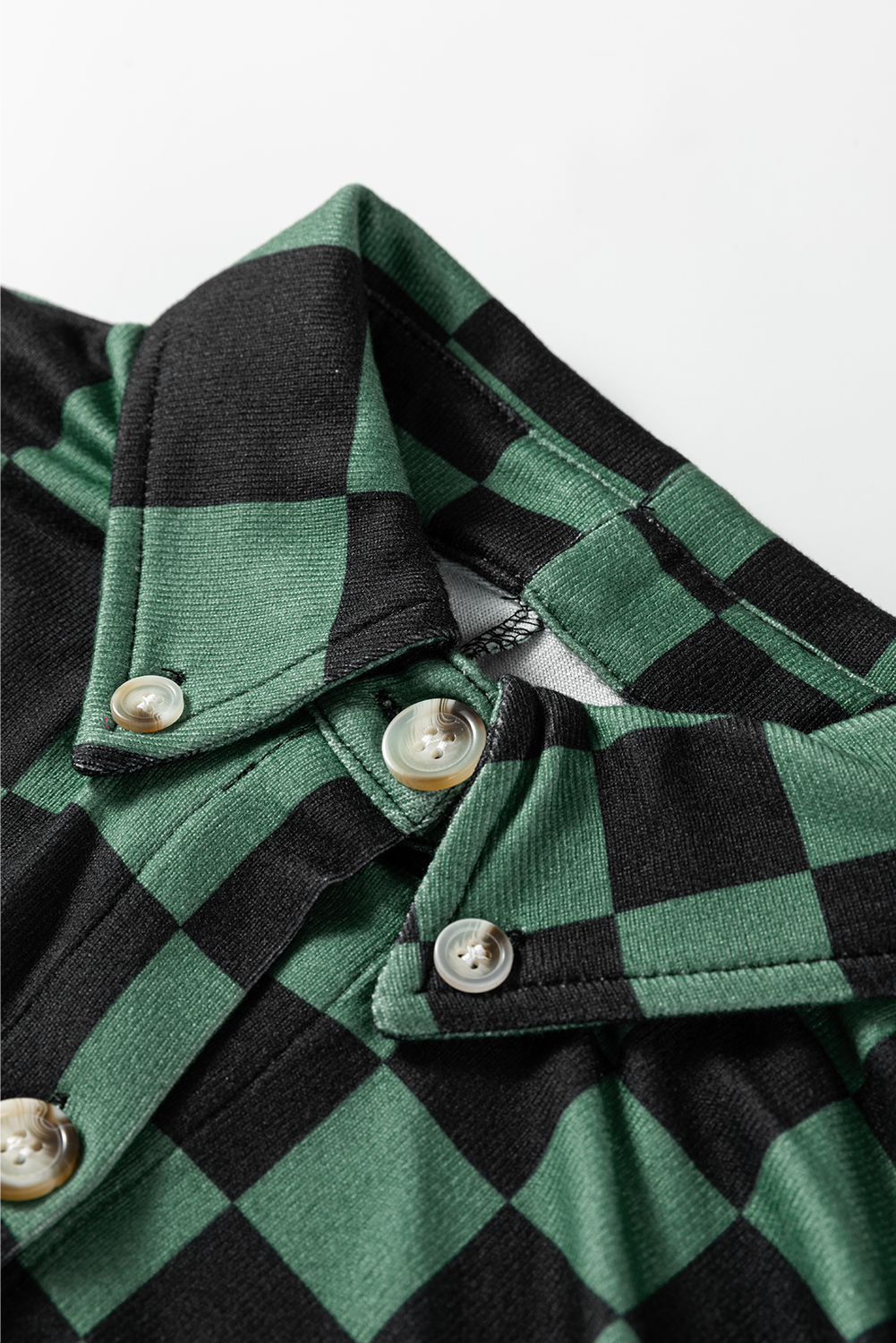 Khaki Checkerboard Flap Pocket Button Front Shacket - loveforevers