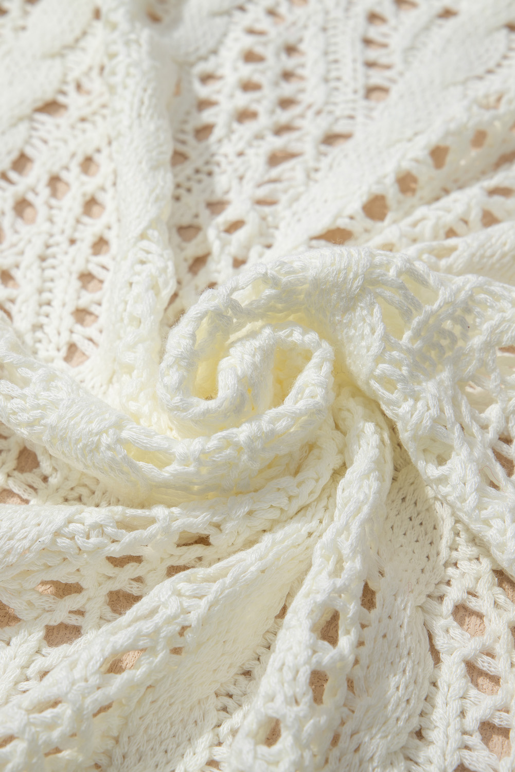 White Fashion Open Knit Hooded Beach Cover Up - loveforevers