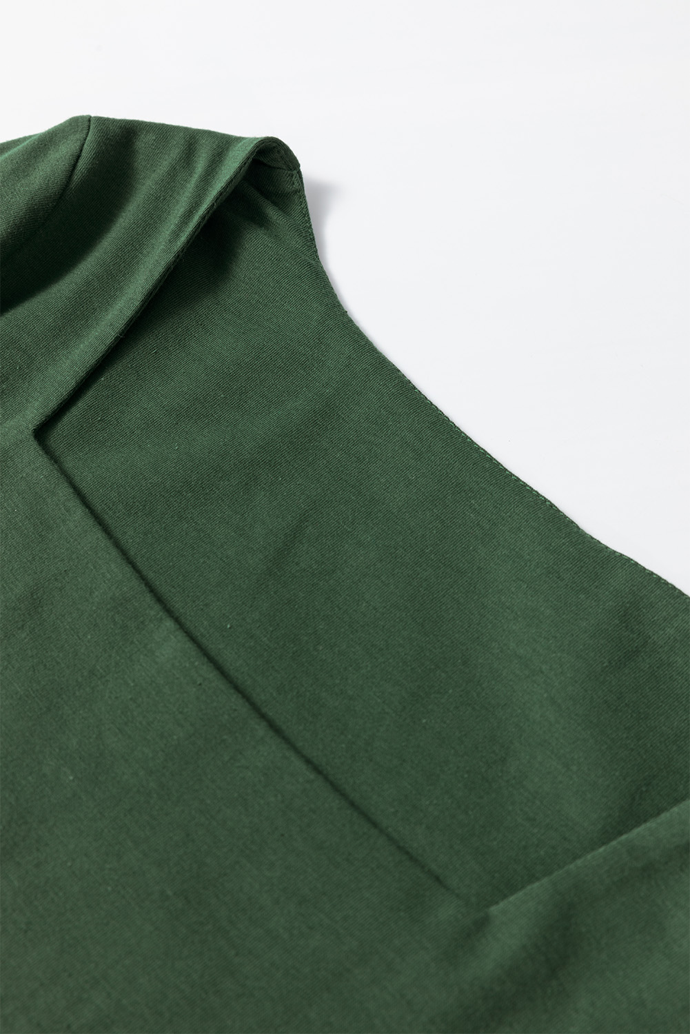Blackish Green Solid Color Square Neck Long Sleeve Slim Fit Bodysuit - loveforevers