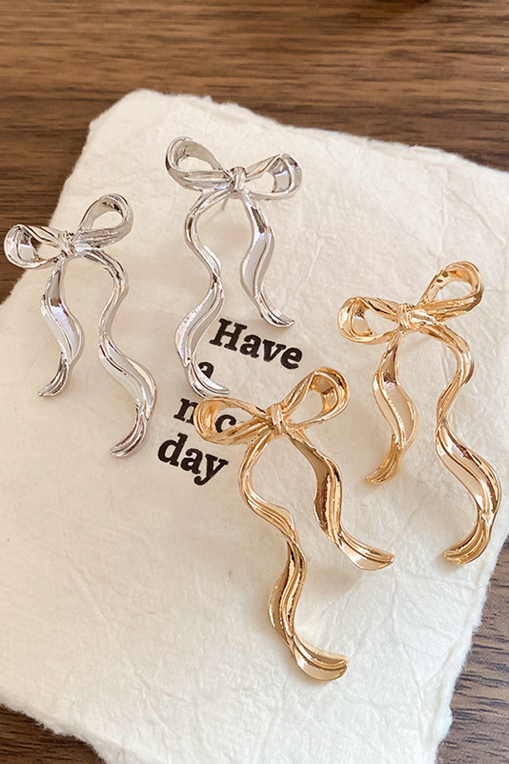 Gold Bow Knot Shape Plated Alloy Stud Earrings - loveforevers