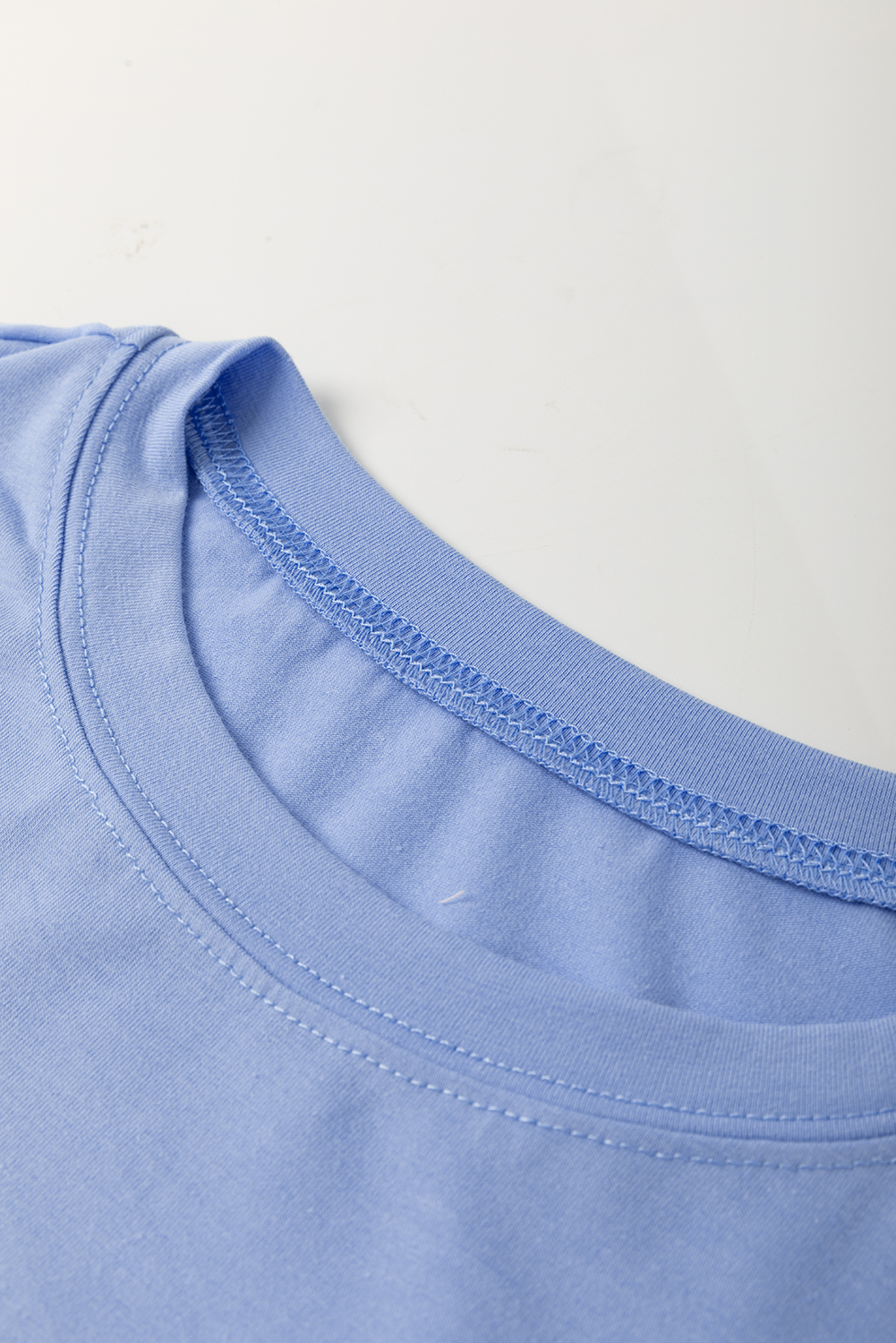 Apricot Flower Patched Exposed Stitching Trim Crew Neck Loose Tee - loveforevers