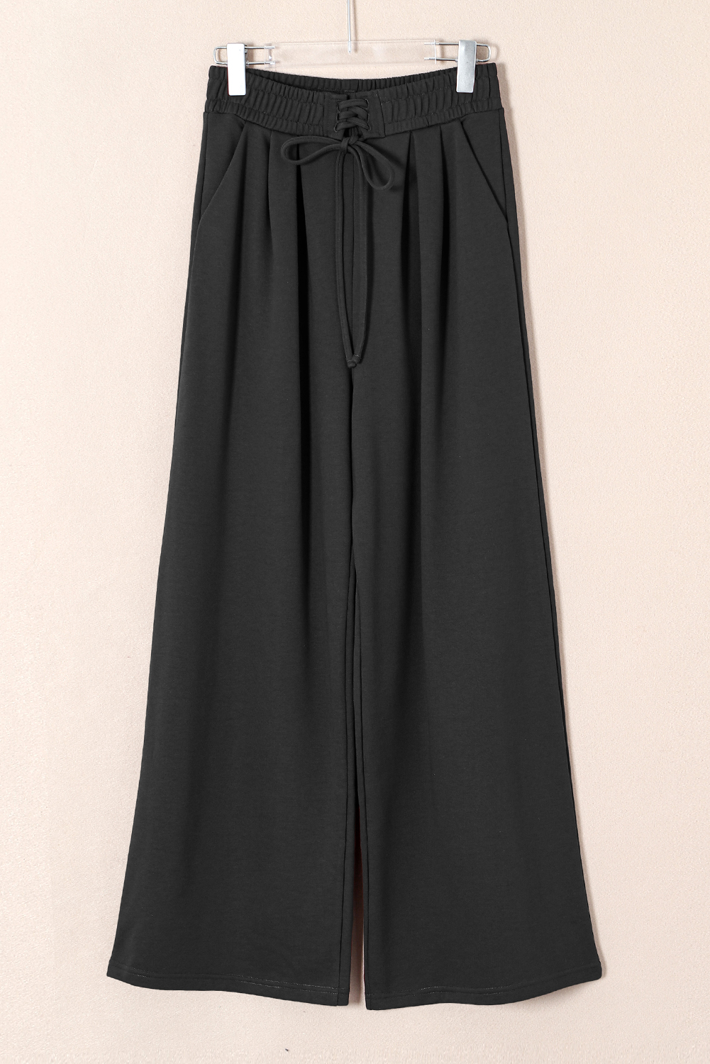 Burgundy Tied Elastic High Waist Pleated Detail Solid Sweatpants - loveforevers