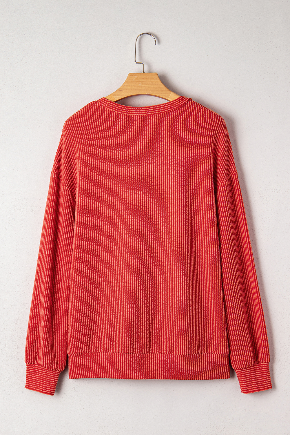 Evergreen Twisted Rib Outlined Merry Letter Graphic Loose Long Sleeve Top - loveforevers