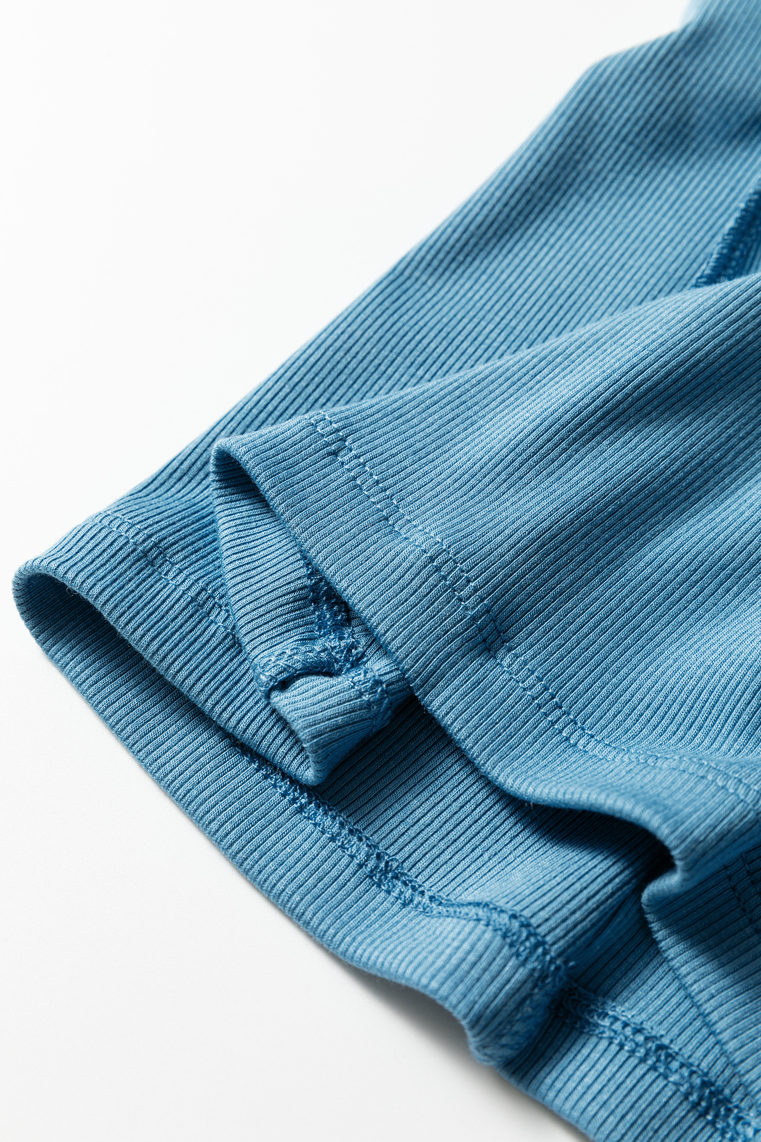 Peacock Blue Crew Neck Cap Sleeve Ribbed T Shirt - loveforevers