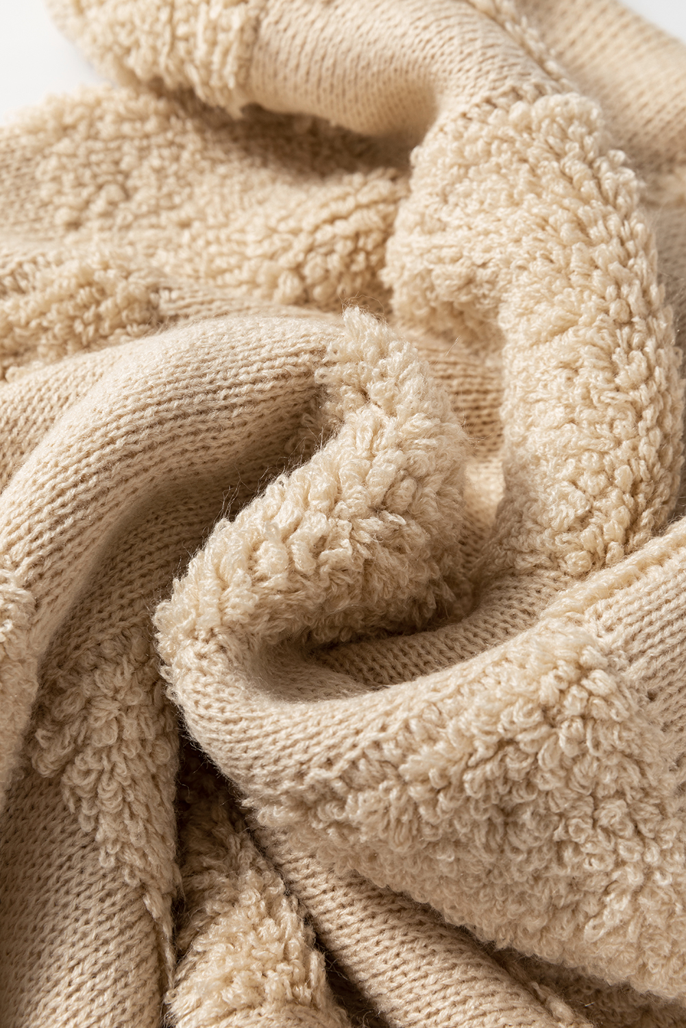 Parchment Checkered Sherpa Crew Neck Loose Sweater - loveforevers