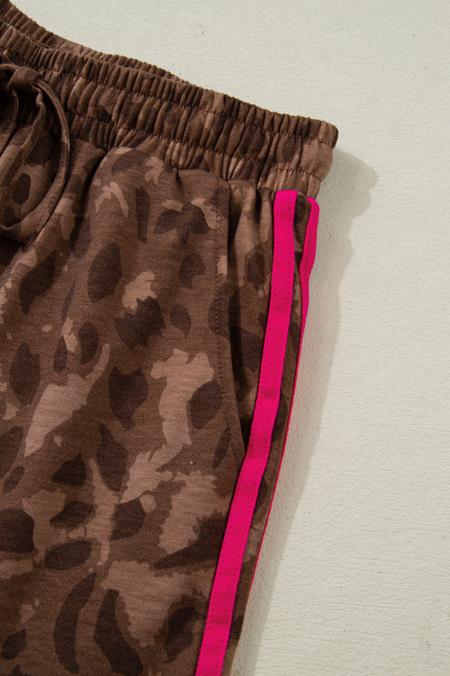 Brown Leopard Loose Tee Drawstring Waist Barrel Pants Set - loveforevers