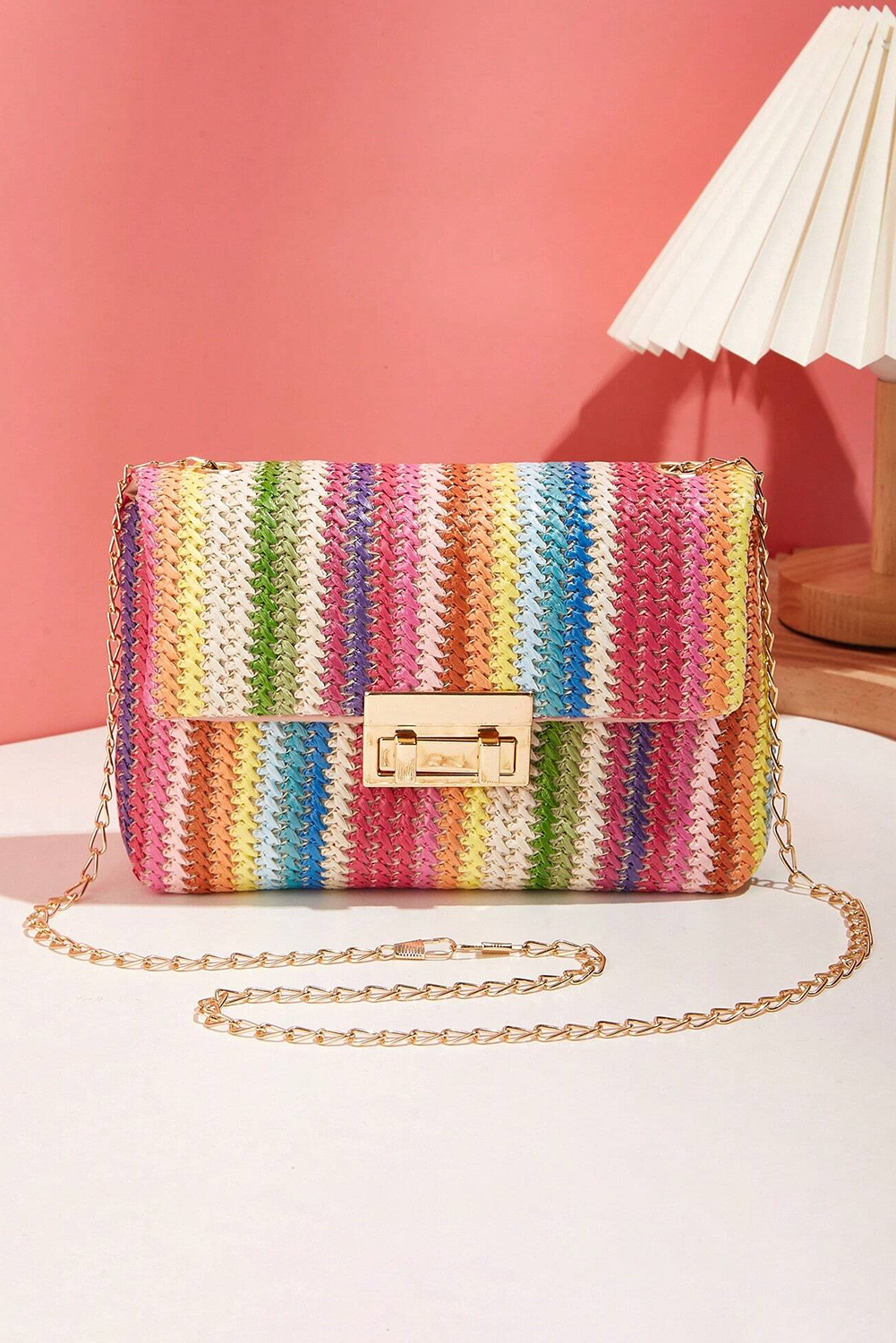 Iceland Blue Striped Crochet Flapped Single Shoulder Bag - loveforevers