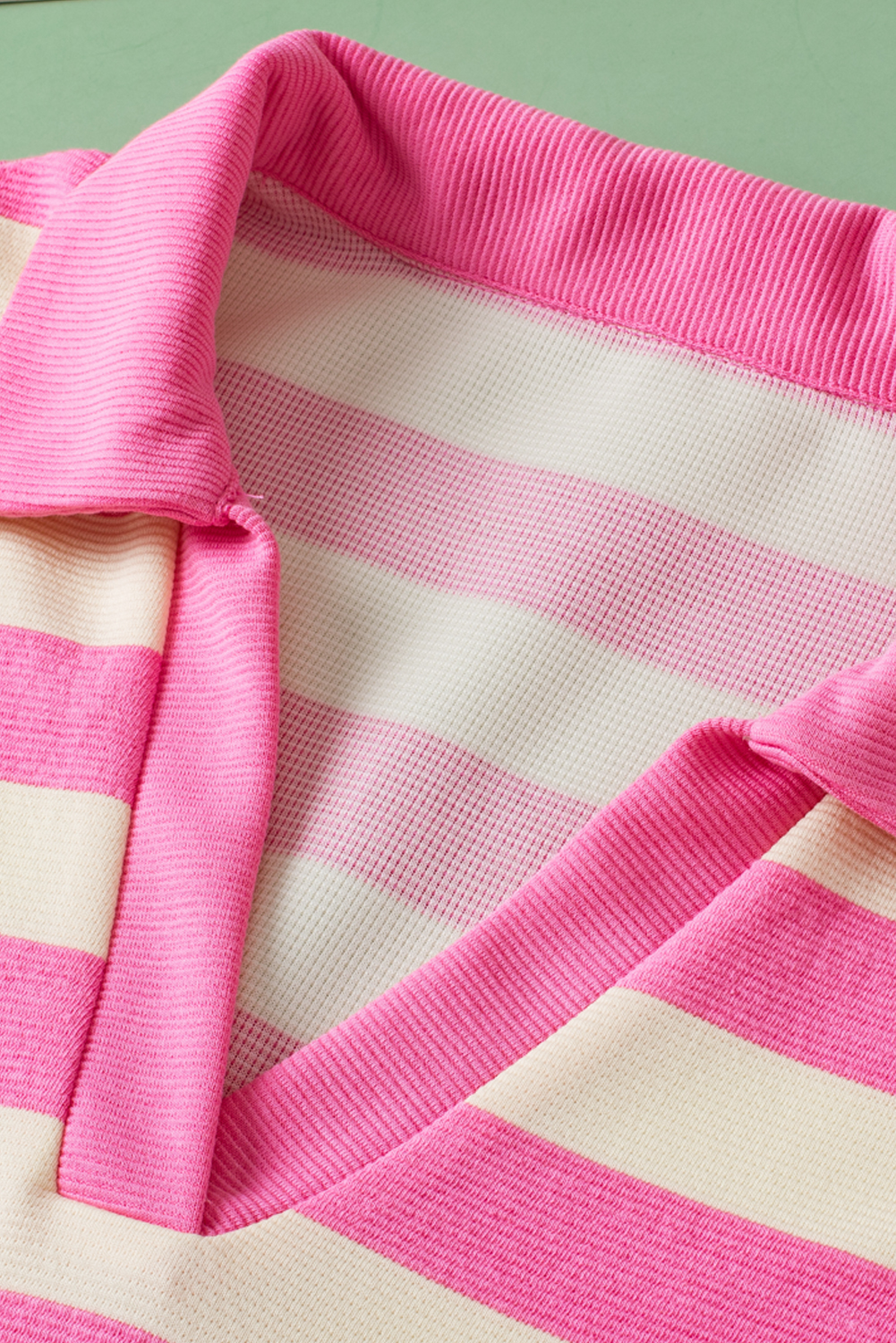 Pink Stripe V Neck Collared Cap Sleeve Top - loveforevers