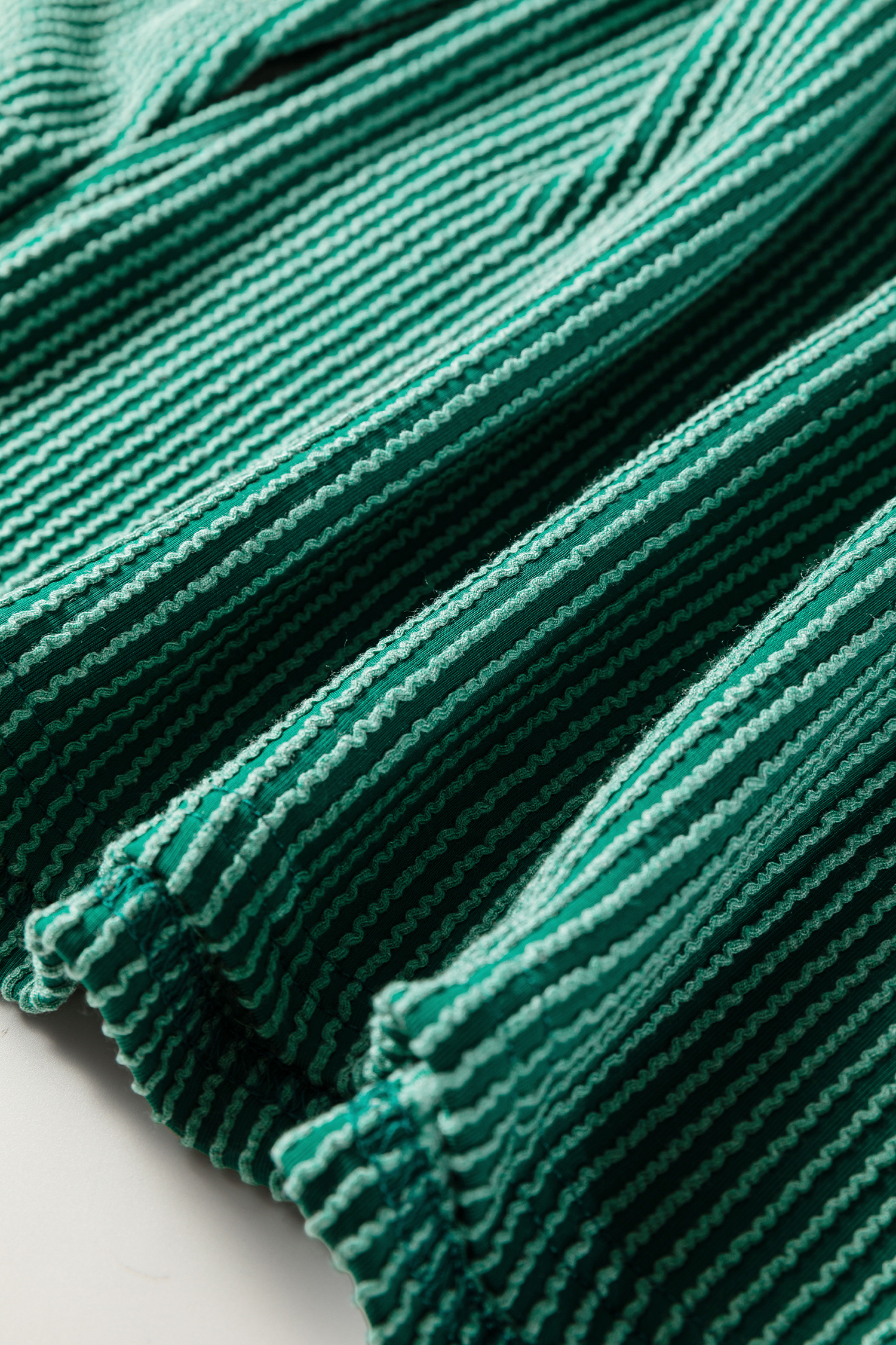 Evergreen Twisted Ribbed Tiered Ruffles Long Sleeve Pullover Top - loveforevers