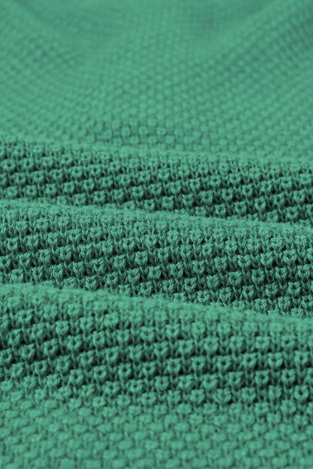 Green Henley Pullover Drop Shoulder Sweater with Slits - loveforevers
