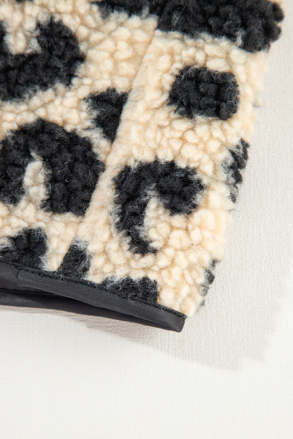Black Leopard Print Sherpa Vest Coat - loveforevers