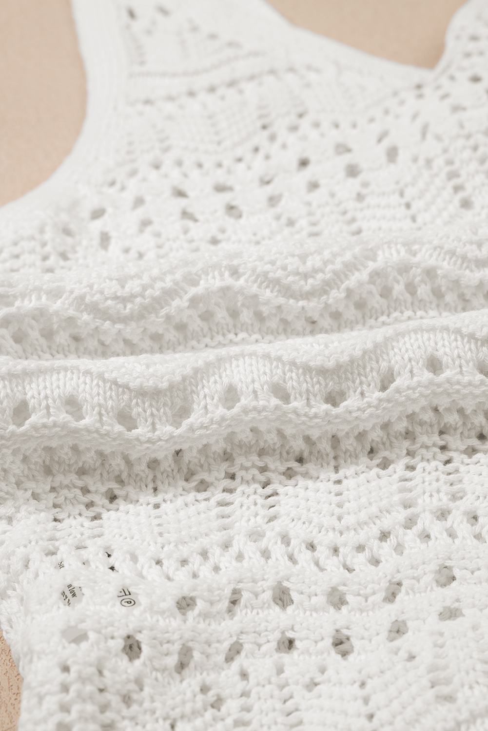 Beige Trendy Hollowed Knit V Neck Drawstring Sweater Vest - loveforevers