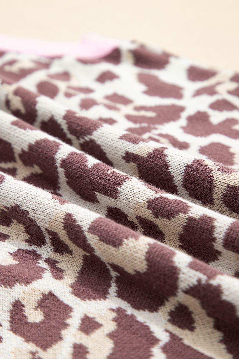 Brown Leopard Pattern Contrast Ribbed Trim Sweater Vest - loveforevers