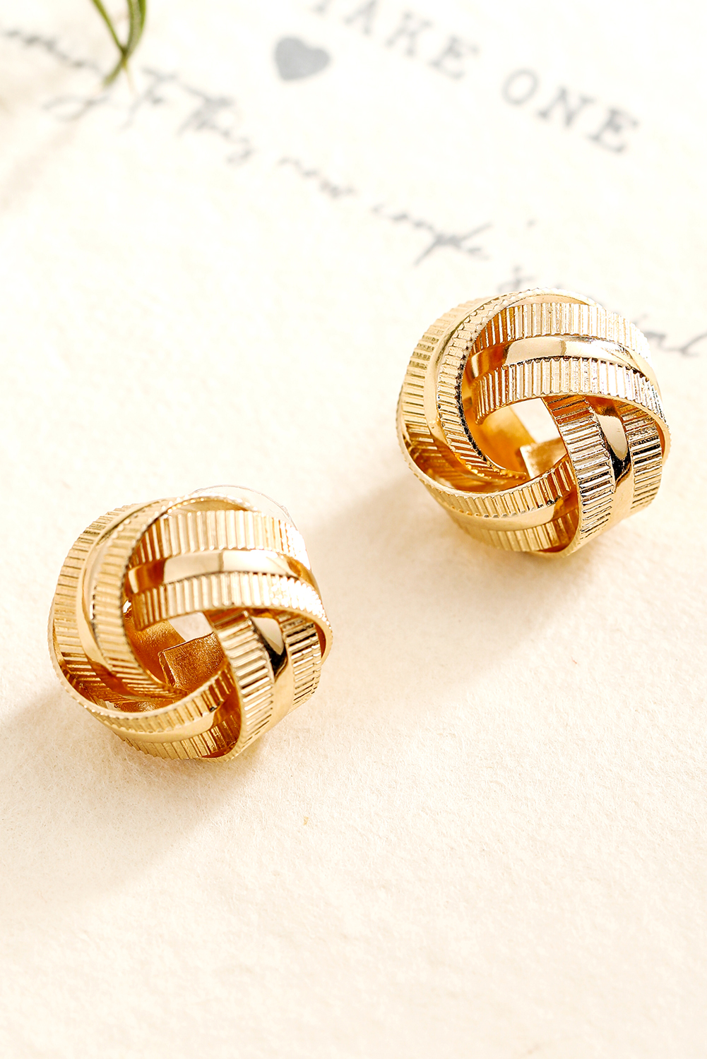 Gold Plated Textured Knot Stud Earrings - loveforevers