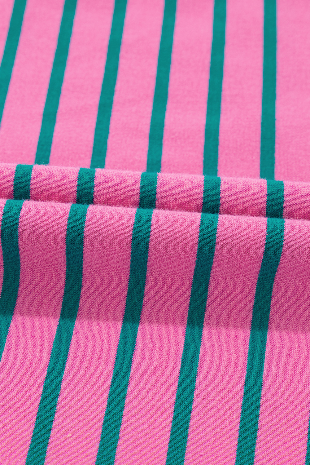 Pink Stripe Collared V Neck Puff Sleeve T Shirt Dress - loveforevers
