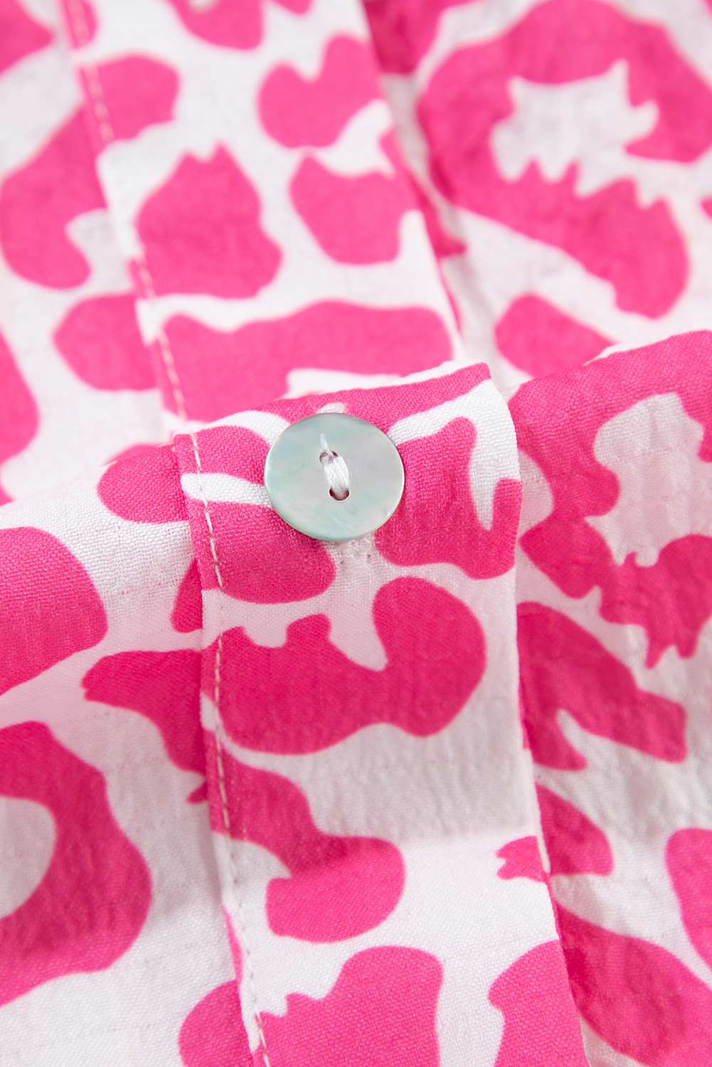 Bright Pink Leopard Printed Long Sleeve Buttoned Front Mini Dress - loveforevers
