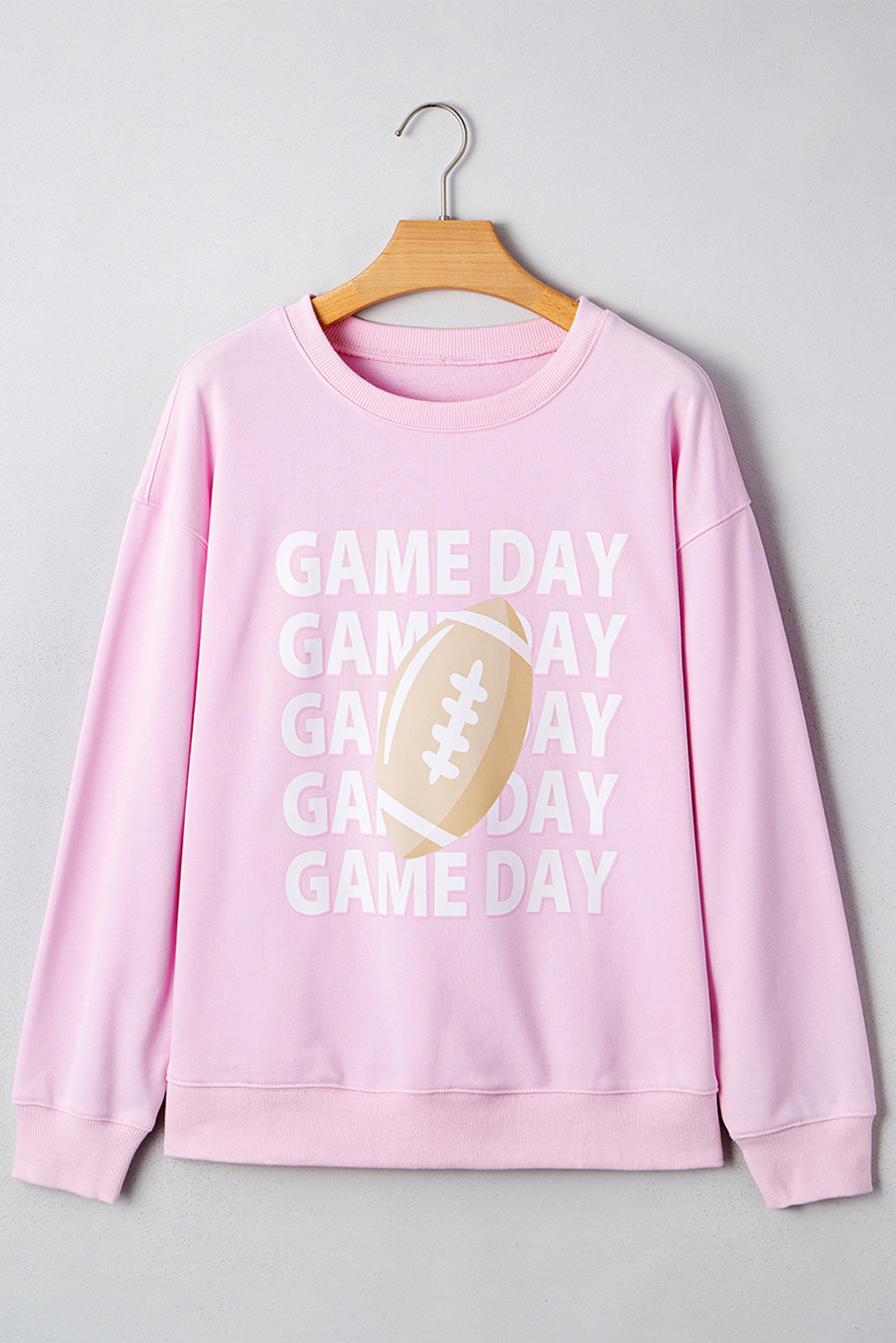 Pink GAME DAY Football Rugby Print Casual Sweatshirt - loveforevers