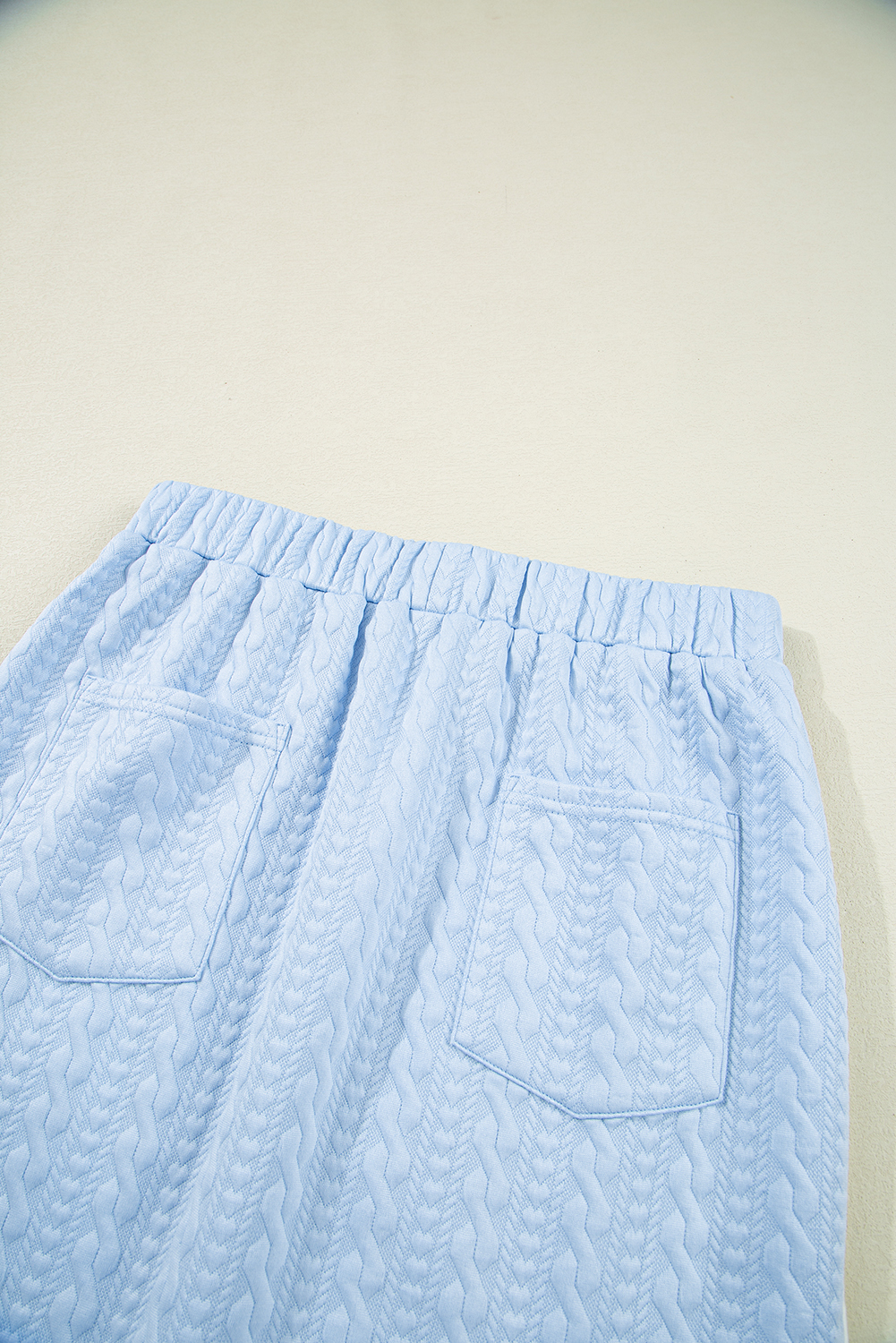 Beau Blue Contrast Trim Textured Crewneck Tee and Pocketed Skirt Set - loveforevers